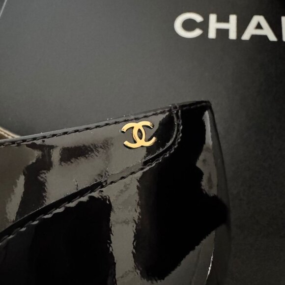 Chanel Patent Calfskin Leather Lace Up Black Ankle Boots Bootie - Picture 2 of 13